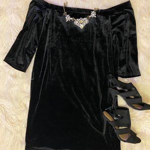 Black Velvet Off The Shoulder Dress